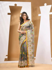 Grey Muslin Soft Saree With Thread Embroidery Work-MA53MS043190051