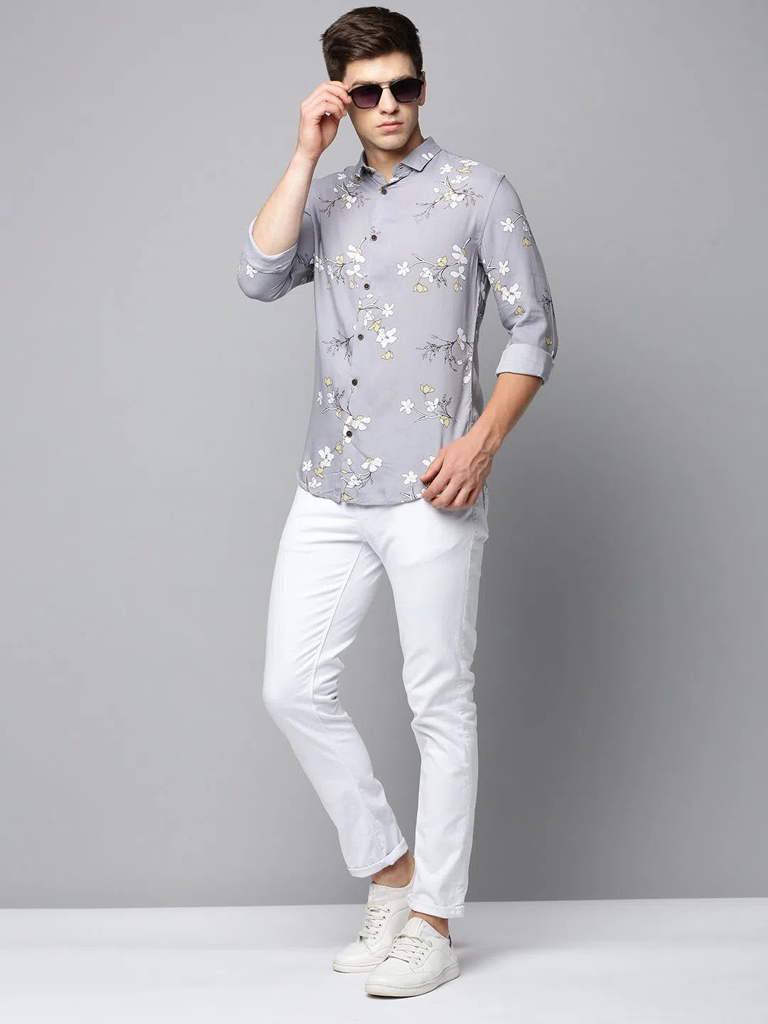 Grey Printed Mens Shirt - Casual Style | DesiQlo Fashion