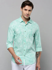 Men Green Printed Casual Shirt-RTRPRINT-4836-Green