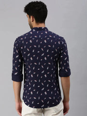Men Navy Blue Printed Casual Shirt-STANDARDPRINT-1299-Navyblue