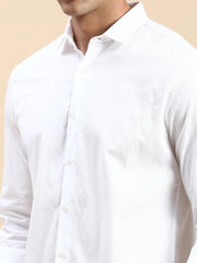 Men White Solid Casual Shirt-PARXPLAINDOBBY-3148-White