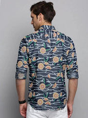 Men Navy Printed Casual Shirt-JUPITERPRINT-3391-Navyblue
