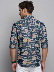 Men Navy Printed Casual Shirt-JUPITERPRINT-3391-Navyblue