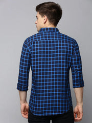 Men Navy Checked Casual Shirt-AVACHECKS-5042-Navyblue