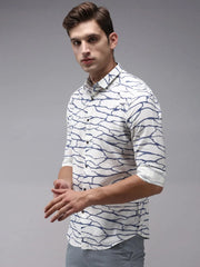 Men White Printed Casual Shirt-OMANPRINT-1586-Offwhite