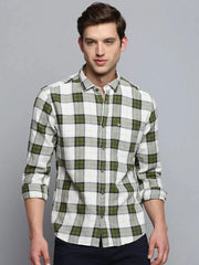 Men Beige Checked Casual Shirt-MARFACHECKS-4435-Beige