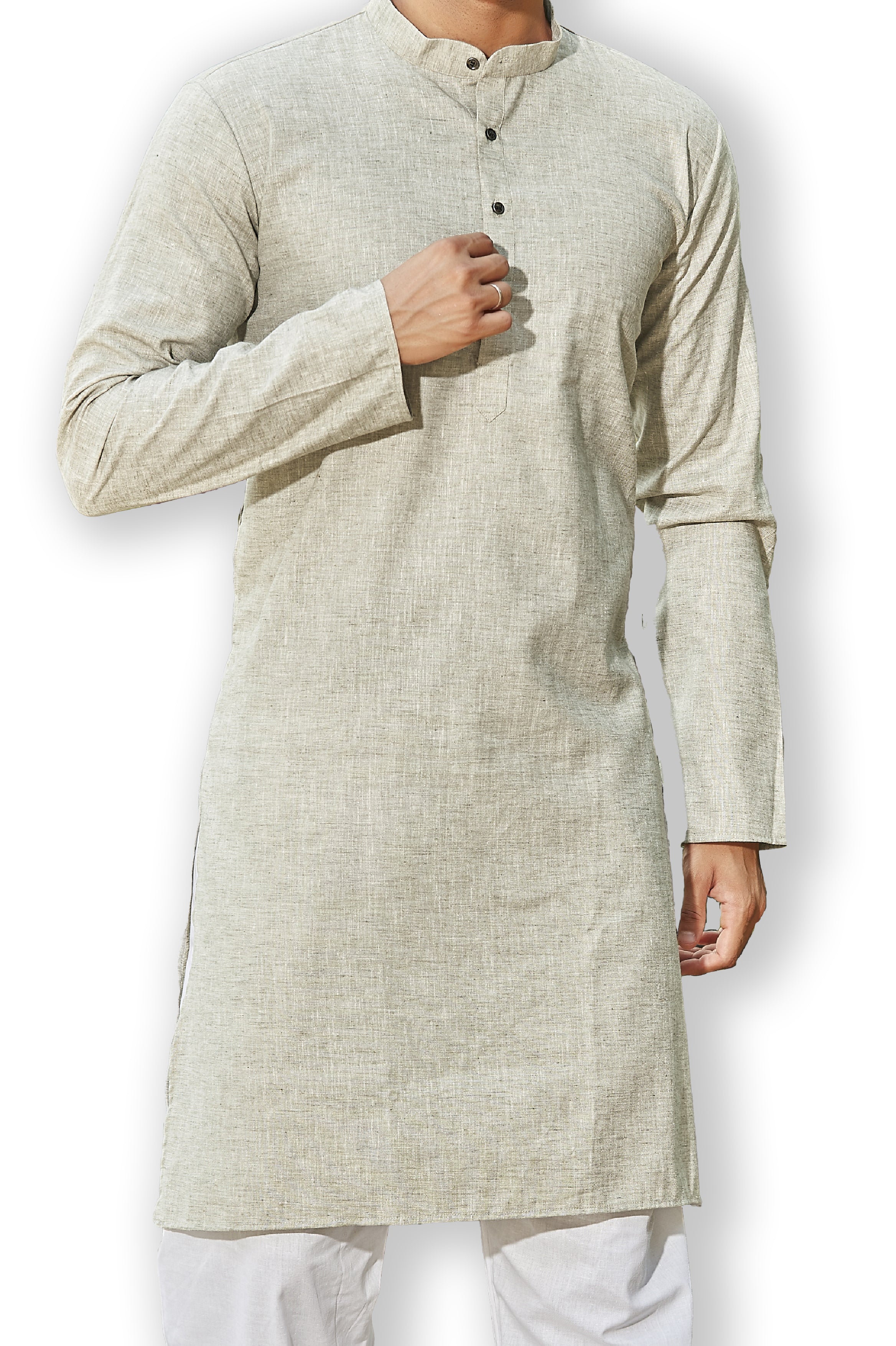 Cotton Kurta for Men - Grey | KPREKHOL38 | DesiQlo