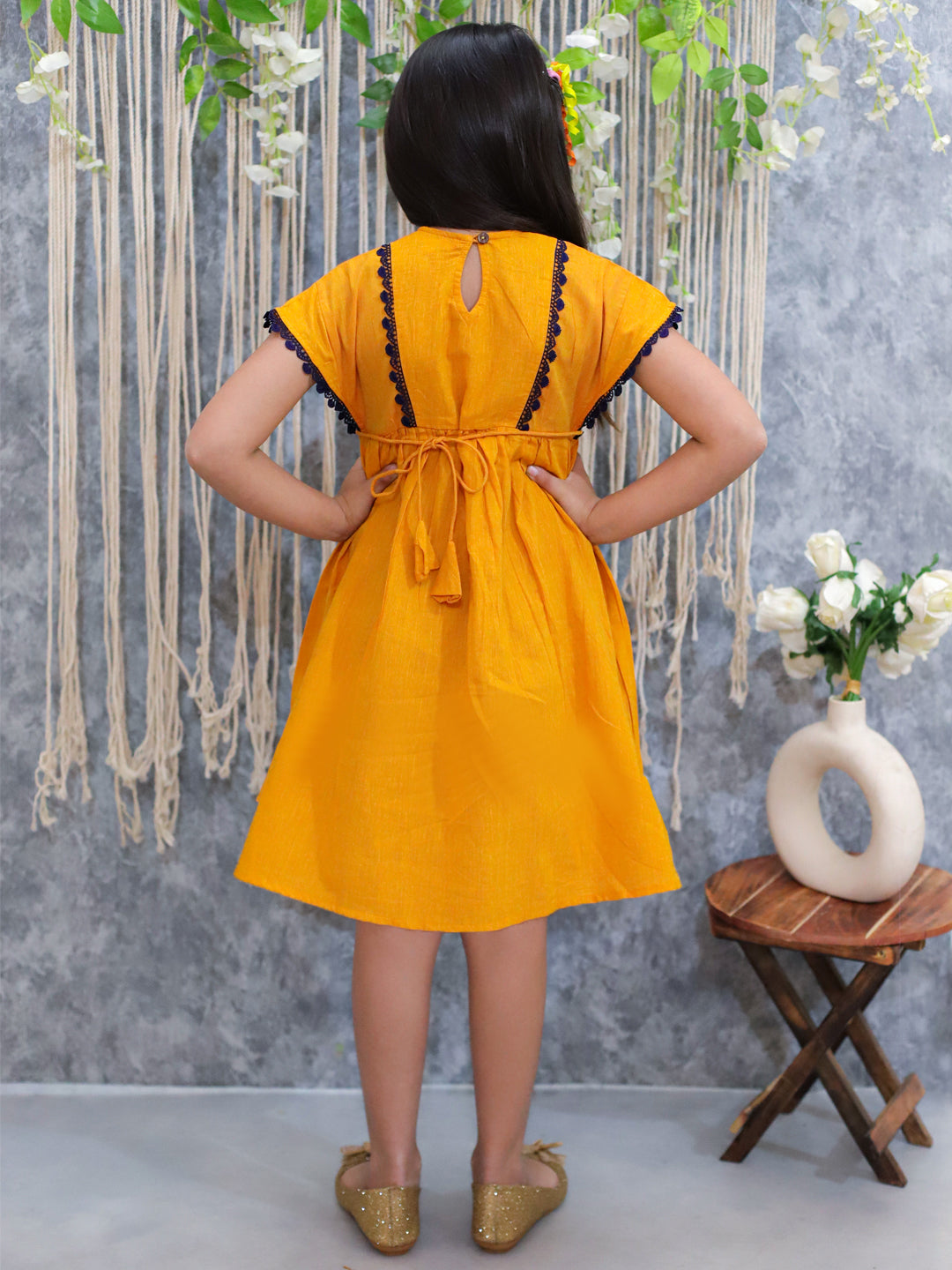 Pure Cotton Dress for Girls - Orange | BS24DR61ORA | DesiQlo