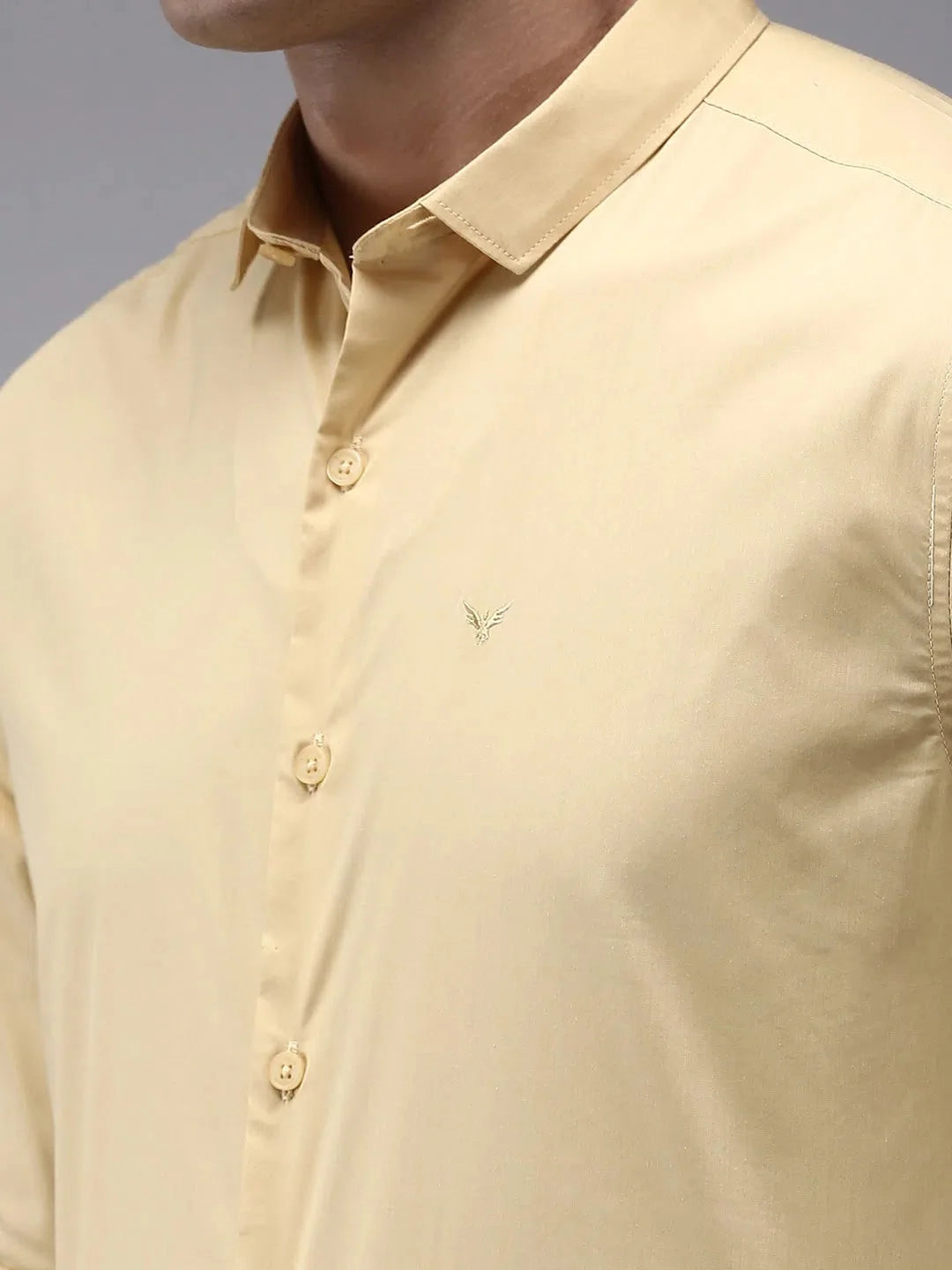 Yellow Solid Mens Shirt - Casual Cotton Shirt by DesiQlo