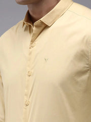 Men Yellow Solid Casual Shirt-BOLDPLAINE-1614-Yellow