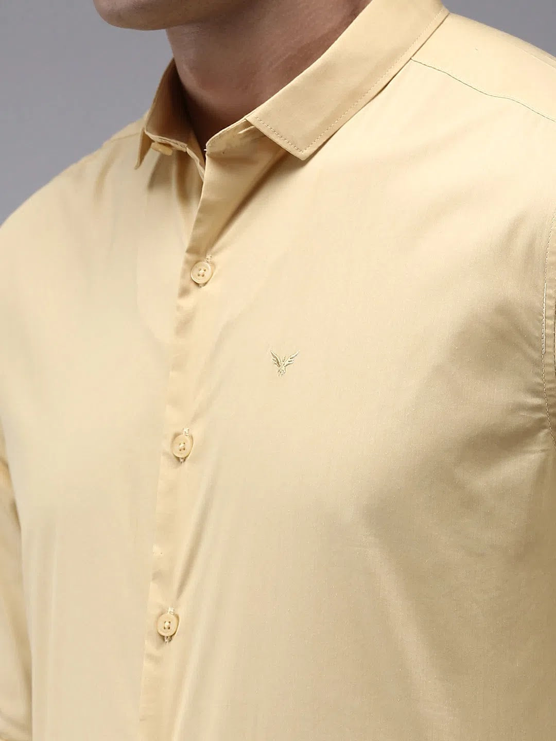 Yellow Solid Mens Shirt - Casual Cotton Shirt by DesiQlo