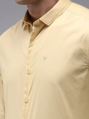 Men Yellow Solid Casual Shirt-BOLDPLAINE-1614-Yellow