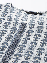 Women's Blue Printed Kurta SetKC-7908-Teal