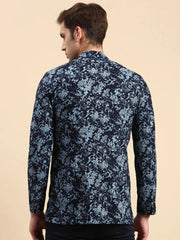 Men Navy Printed Party Blazer-SOBLZ-79-14-Navyblue