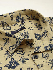 Men Khaki Printed Casual Shirt-PEISKOSPRINTS-3419-Khaki