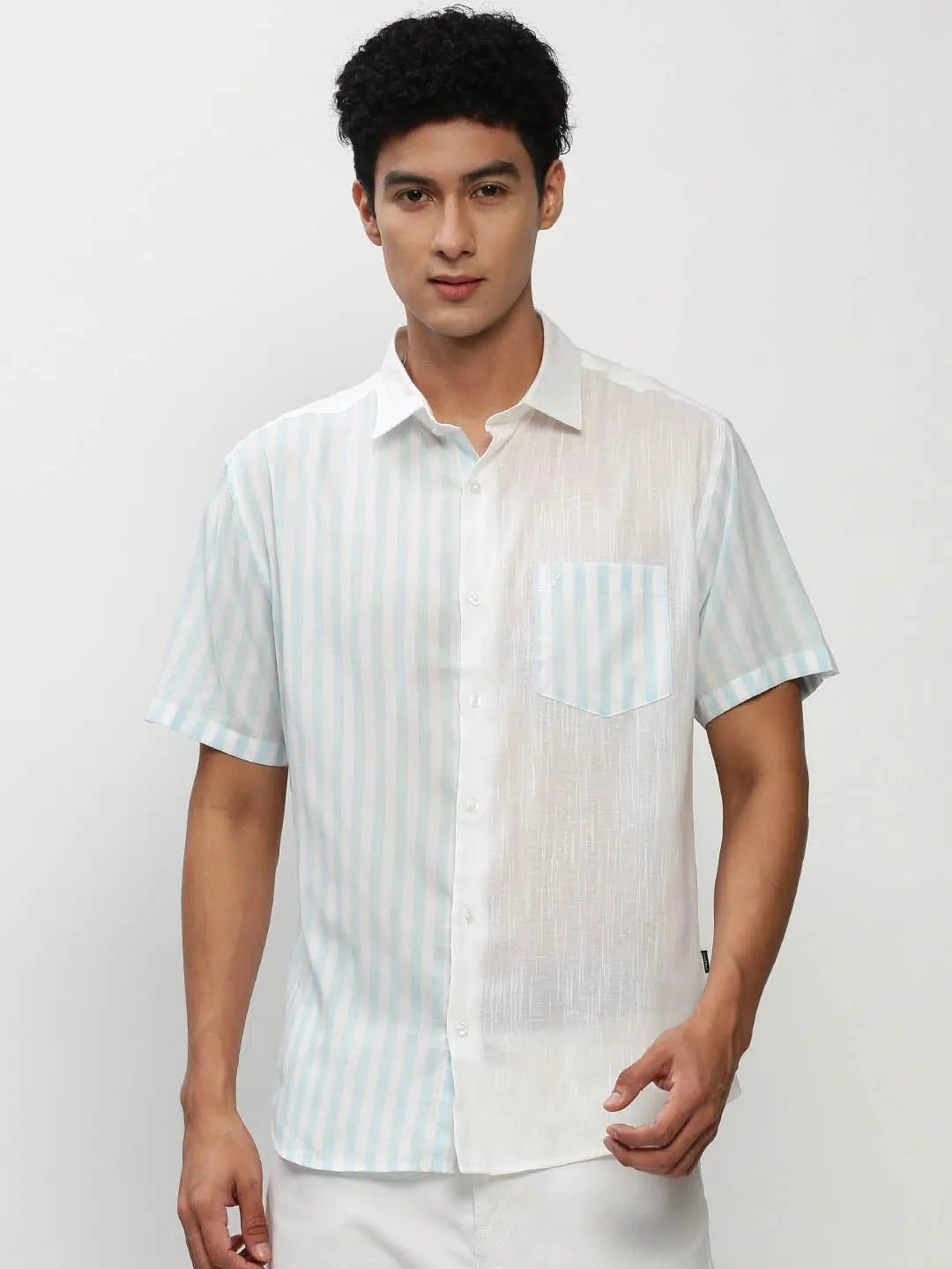 Men's White Striped Cotton Casual Shirts | DesiQlo