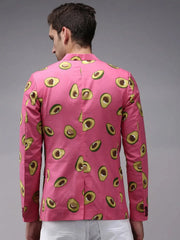 Men Pink Printed Blazer-SOBLZ-277-Pink