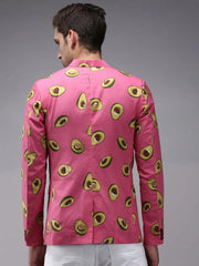 Men Pink Printed Blazer-SOBLZ-277-Pink