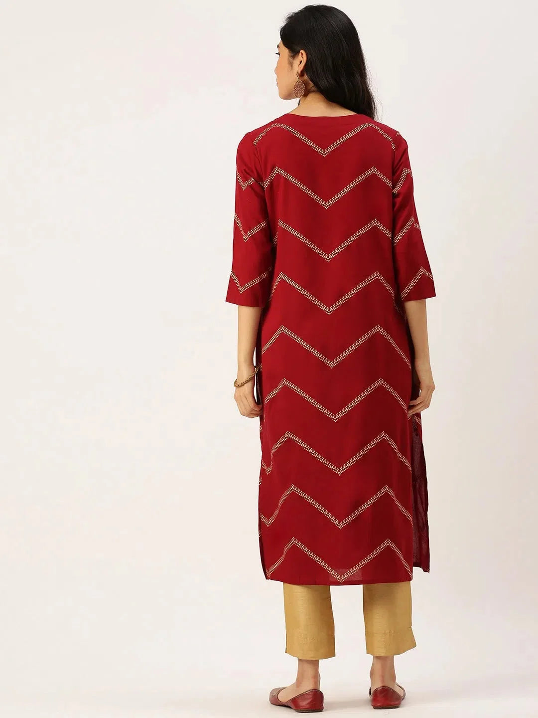 Red Printed Cotton Kurta - Stylish Indian Kurta for Women