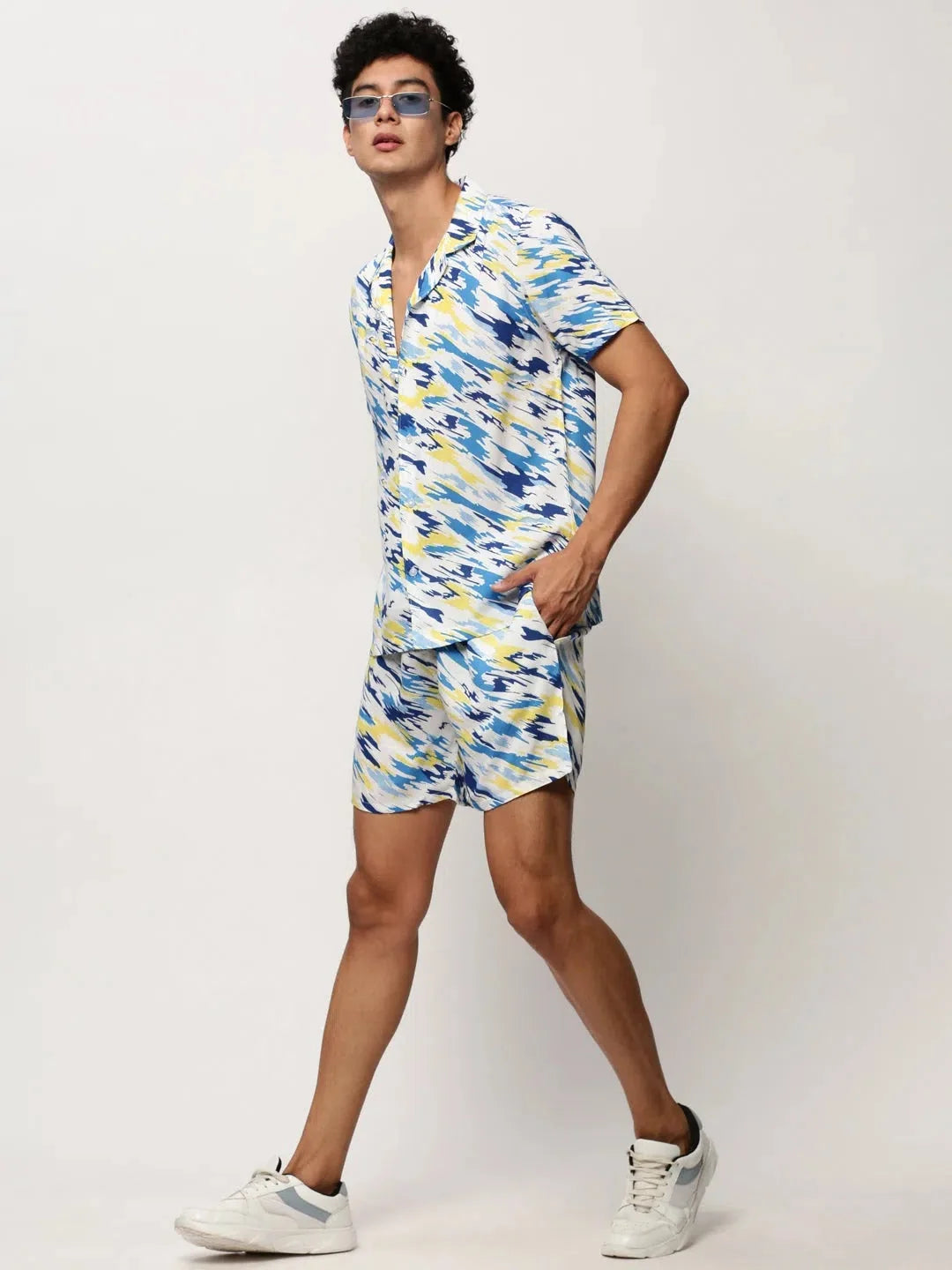 White Printed Co ord Sets Men - Casual Two Piece Sets Online