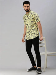 Men Yellow Solid Casual Shirt-ROSEPRINT-1046-Yellow