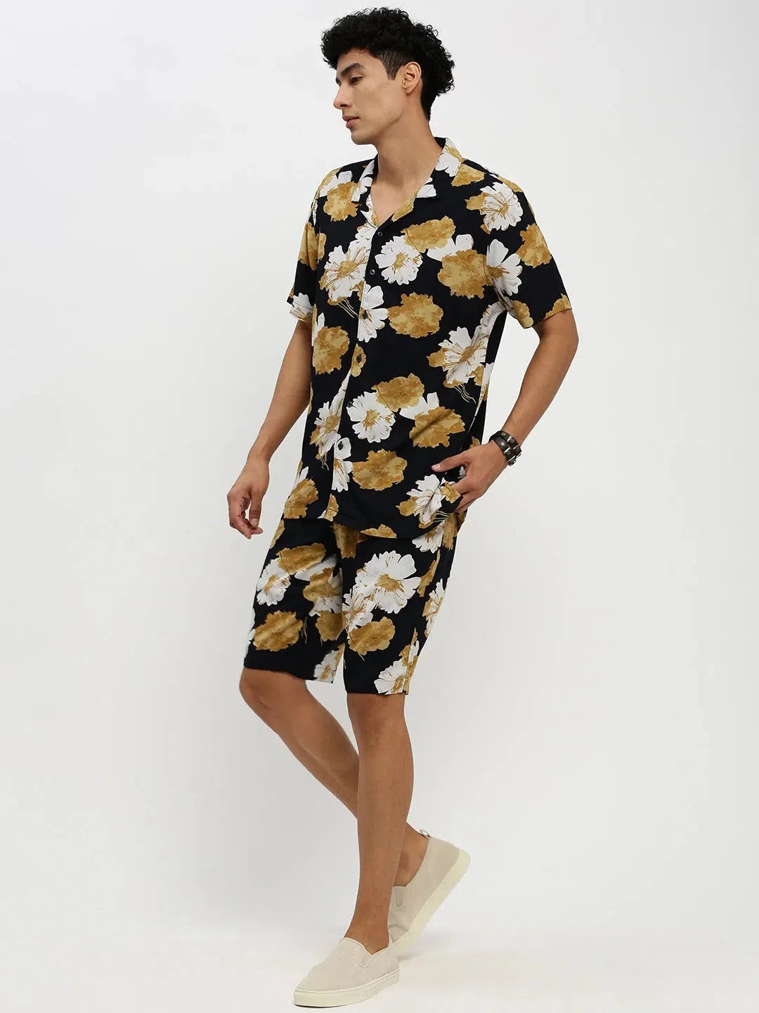 Men's Navy Printed Co ord Set | Fashionable Mens Two Piece Sets