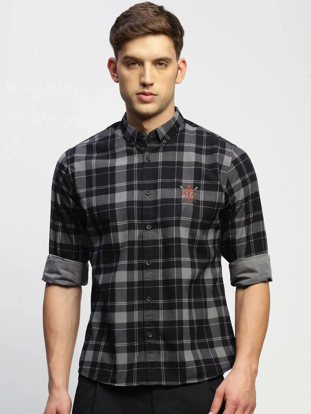 Grey Checked Mens Shirt - Stylish Cotton Shirt | DesiQlo