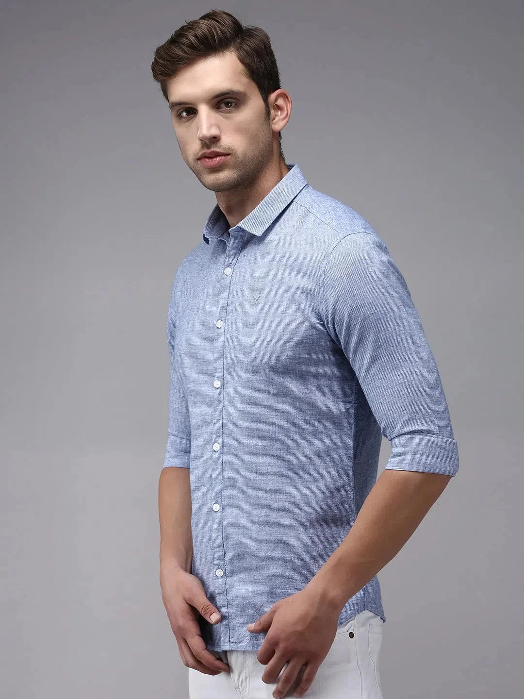 Men's Blue Solid Shirt - Premium Cotton Formal Shirts DesiQlo