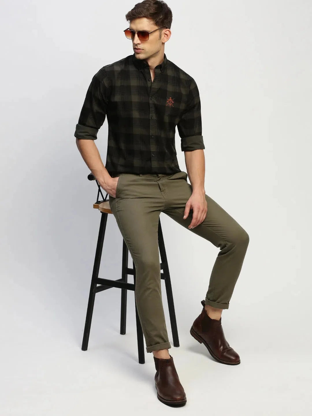 Men's Green Checkered Cotton Shirt | Stylish Mens Shirt