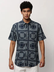 Men Navy Printed Casual Casual Shirts-JUPITERPRINT-1776-Navyblue