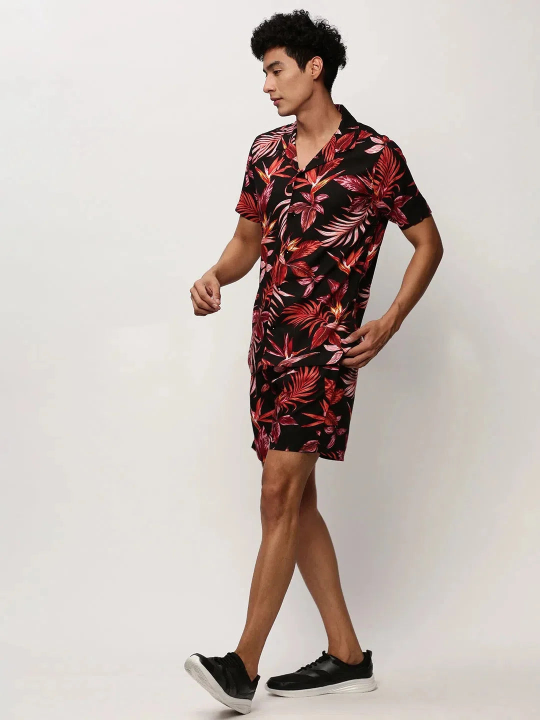 Men’s Black Printed Co-Ord Set | Cotton 2-Piece – DesiQlo