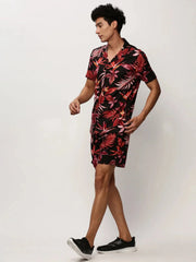 Men Black Printed Casual Co ords-AM-98-17-Black