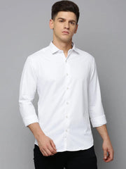 Men White Solid Casual Shirt-PARXPLAINDOBBY-3147-White