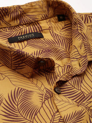 Men Yellow Printed Casual Shirt-CLARISSAPRINT-2009-Mustard