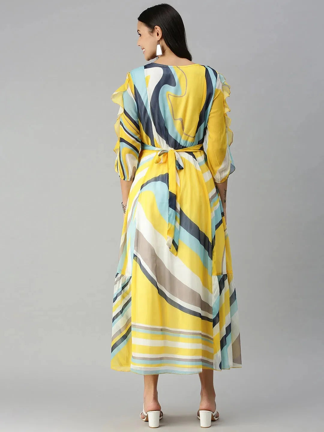 Yellow Graphic Kurta: Modern Indian Kurtis A-Line Style