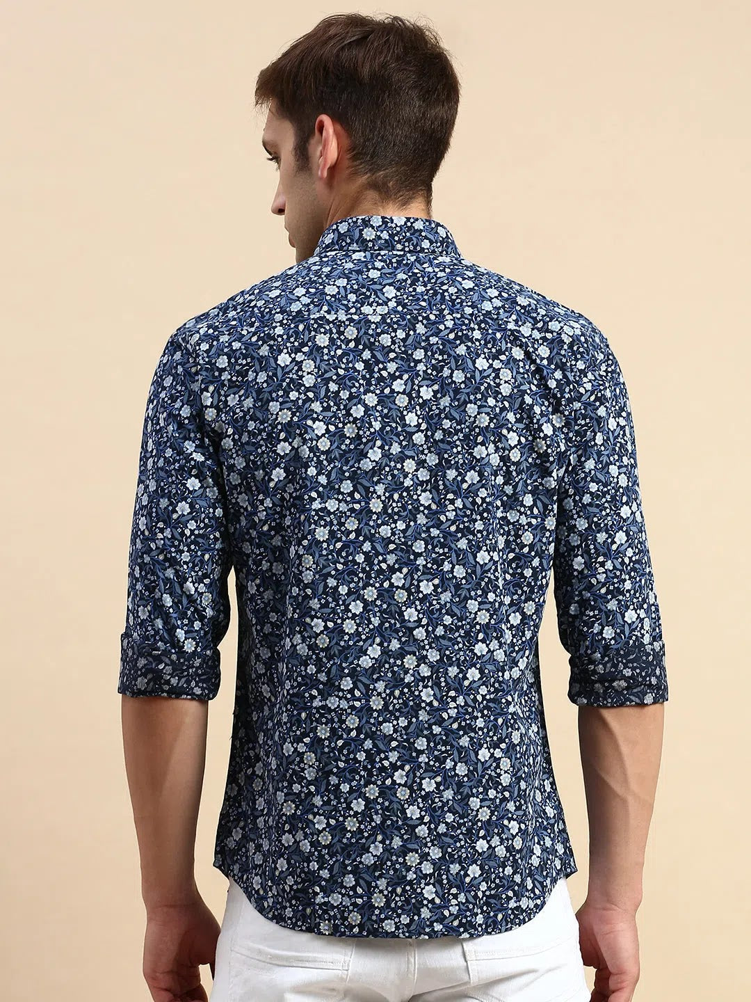 Navy Printed Mens Shirt - Cotton Casual Shirt | DesiQlo    