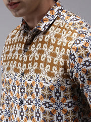 Men Brown Printed Casual Shirt-PARKERPRINT-1548-Brown