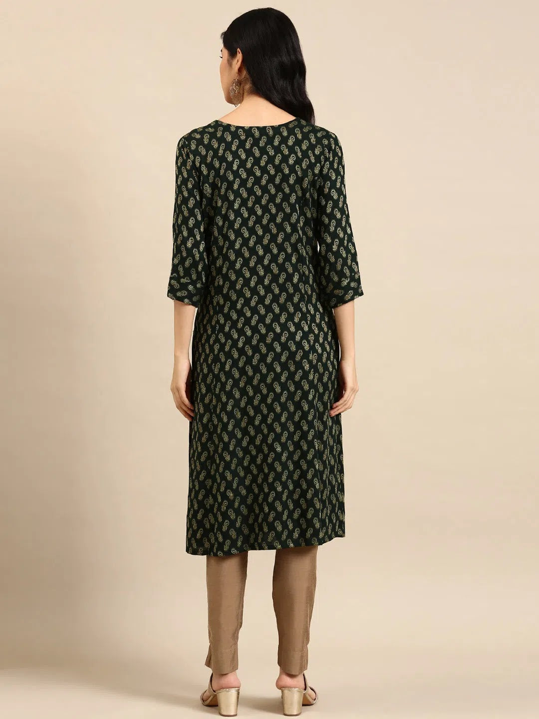 Green Cotton Kurta for Women - Solid Indian Kurta Designs