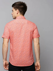 Men Coral Printed Casual Shirt-AMEOPRINT-5258-Coral