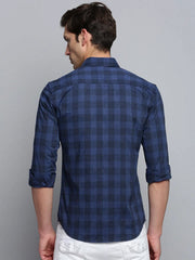 Men Navy Checked Casual Shirt-SOMNIUMCHECKS-2010-Navyblue
