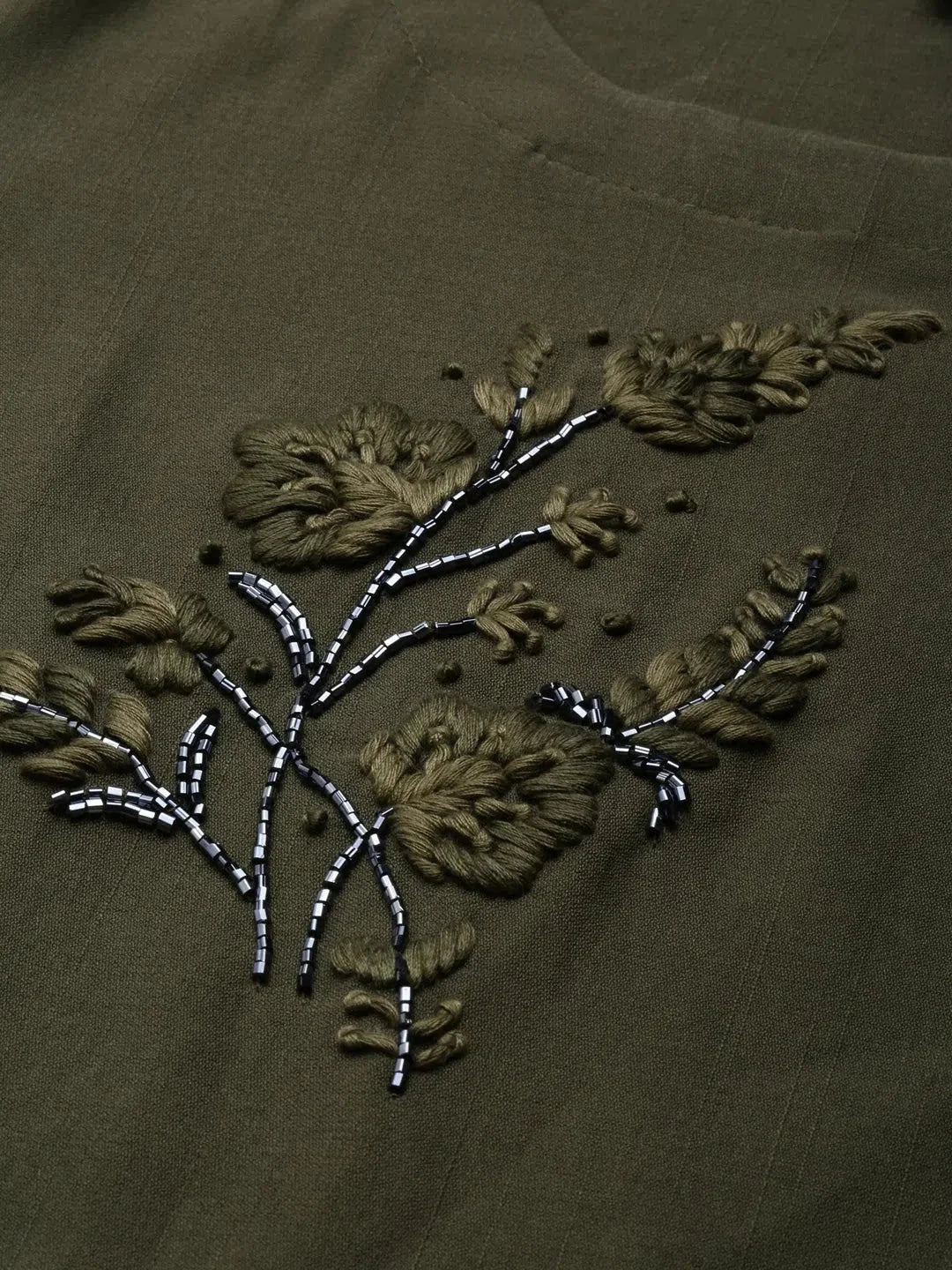 Olive Embroidered Viscose Kurta | Elegant Indian Kurtis Online