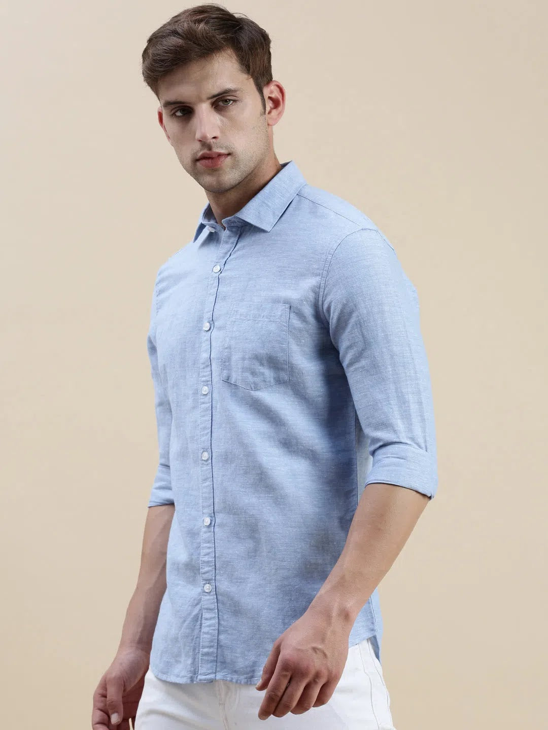 Trendy Blue Solid Mens Shirt | DesiQlo Cotton Casual Shirt