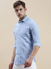 Men Blue Solid Casual Shirt-SWALLOW-1766-Blue