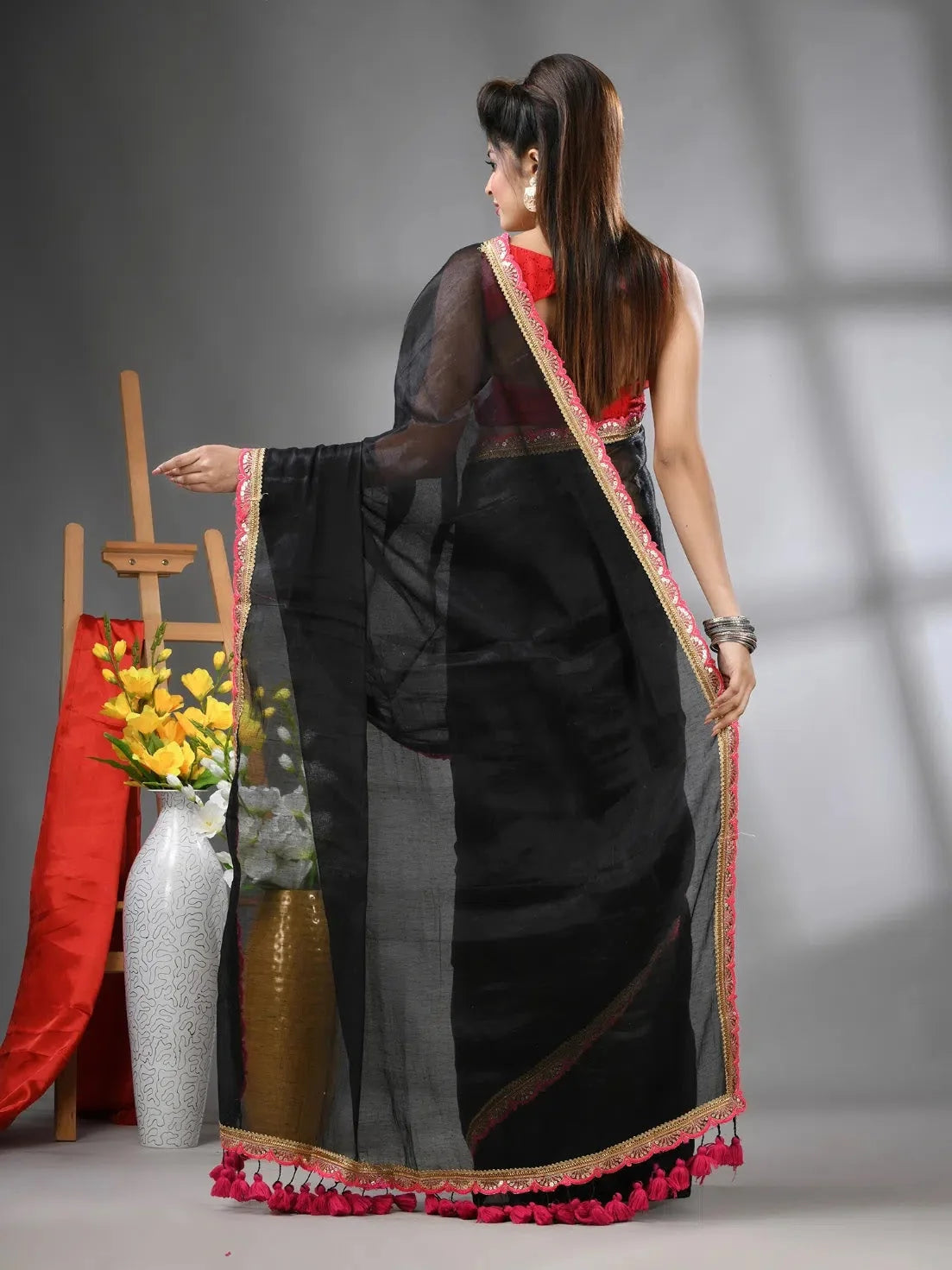 Black Shimmer Cotton Saree | Indian Wedding Sarees
