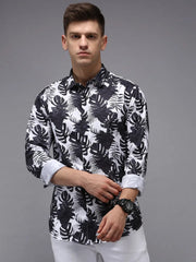 Men White Printed Casual Shirt-KELVENPRINT-1411-White