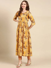 Women's Mustard Printed Kurta SetKC-1020-Mustard