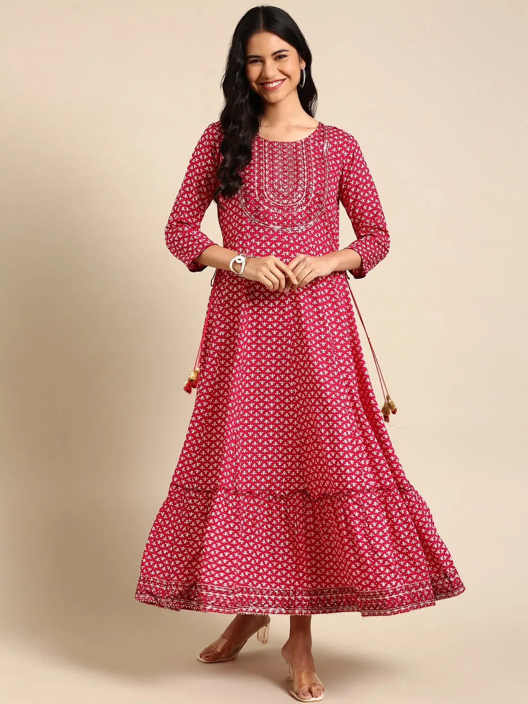 Purple Printed Anarkali Kurti - Cotton Anarkali Dress for Women