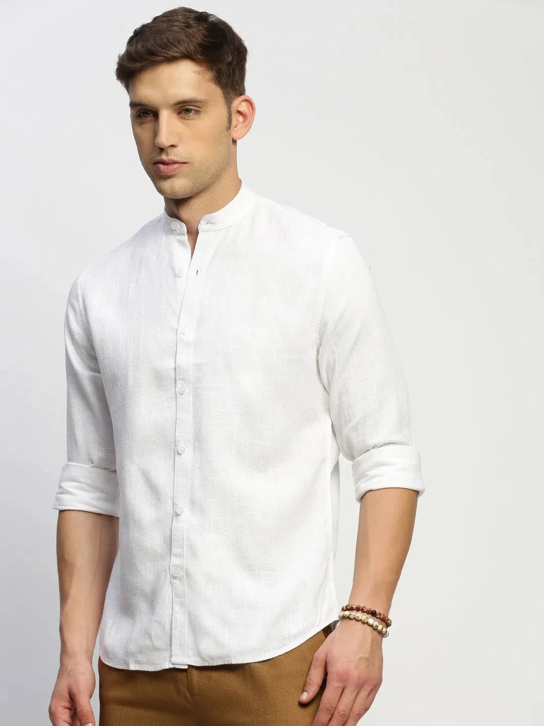 White Solid Cotton Mens Shirt - Classic Style | DesiQlo