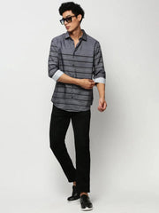 Men Grey Striped Casual Casual Shirts-IMPORTEDSTRIPE-5473-Grey