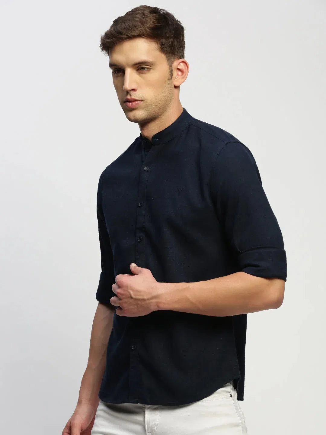 Navy Blue Mens Shirt - Solid Cotton Shirt | DesiQlo
